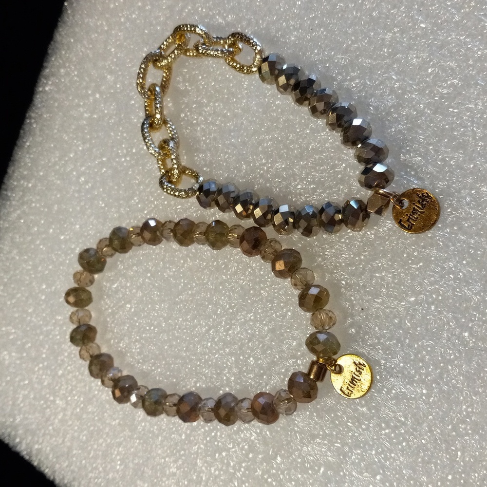 2 Erimish glass beaded stretch bracelets